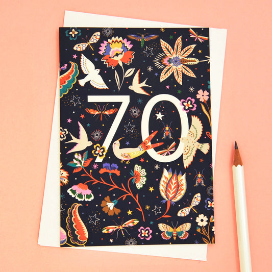 70th Birthday Number Greetings Card