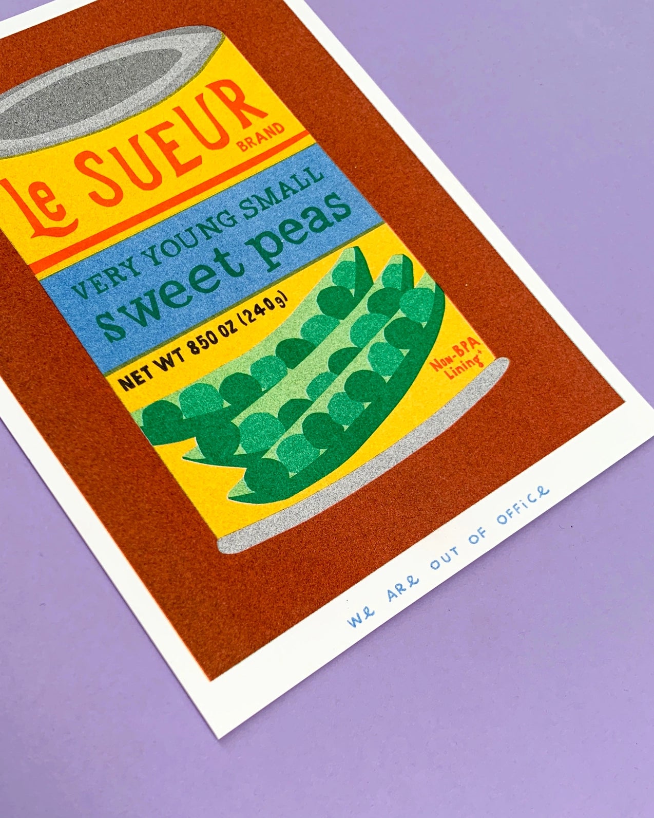 A Can of Sweet Peas Risograph Mini Print