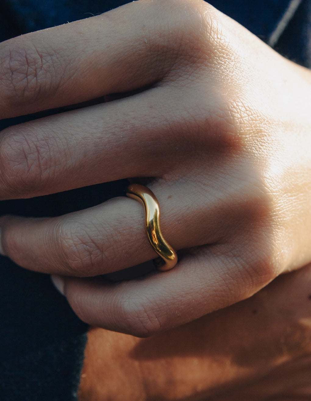 Chunky Irregular Band Ring in Gold