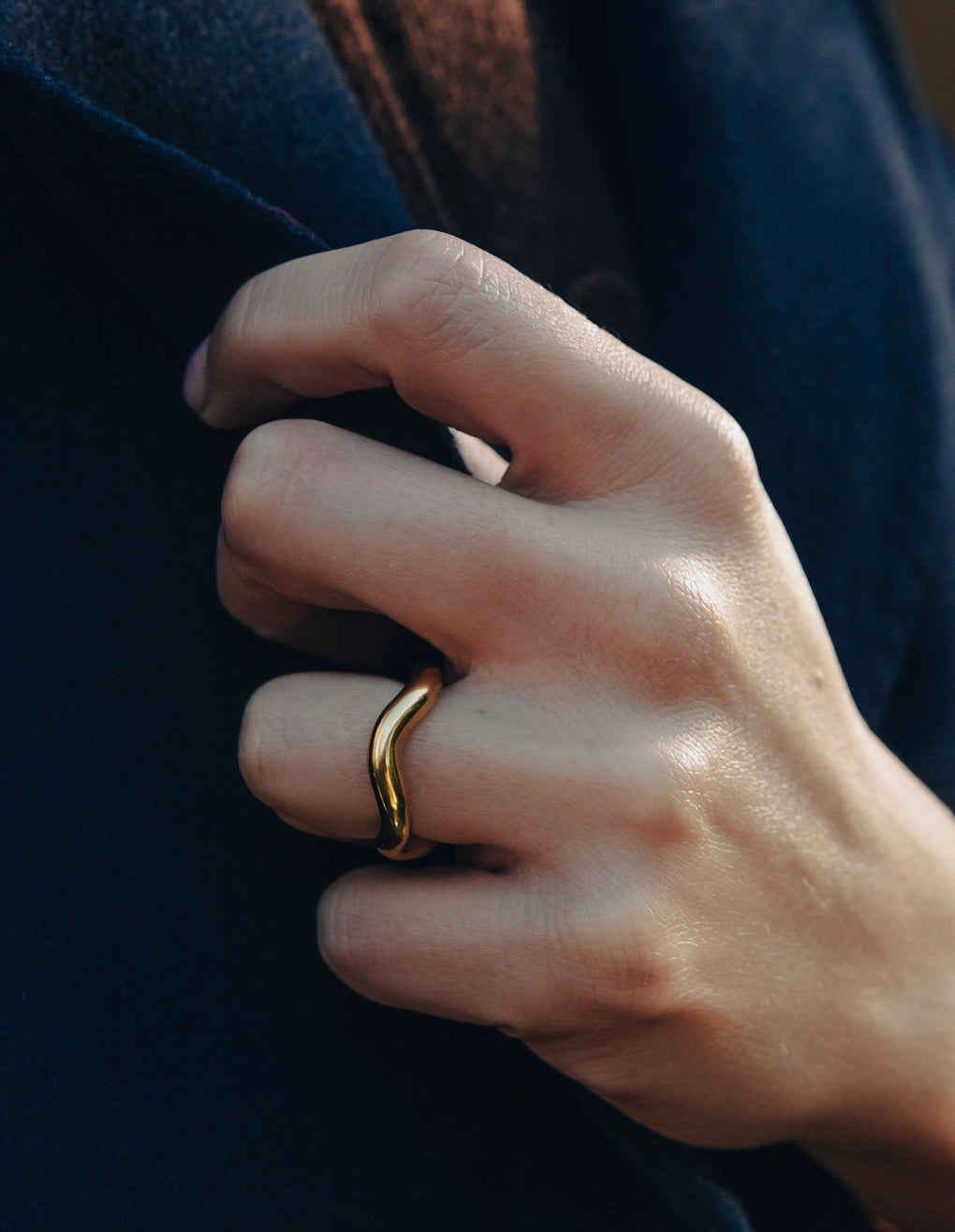 Chunky Irregular Band Ring in Gold