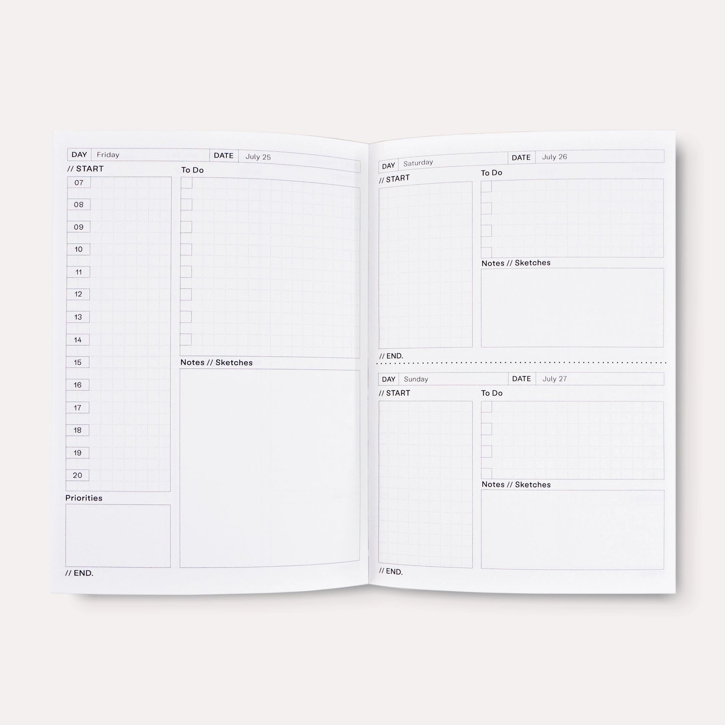Beams Undated Daily Planner Book