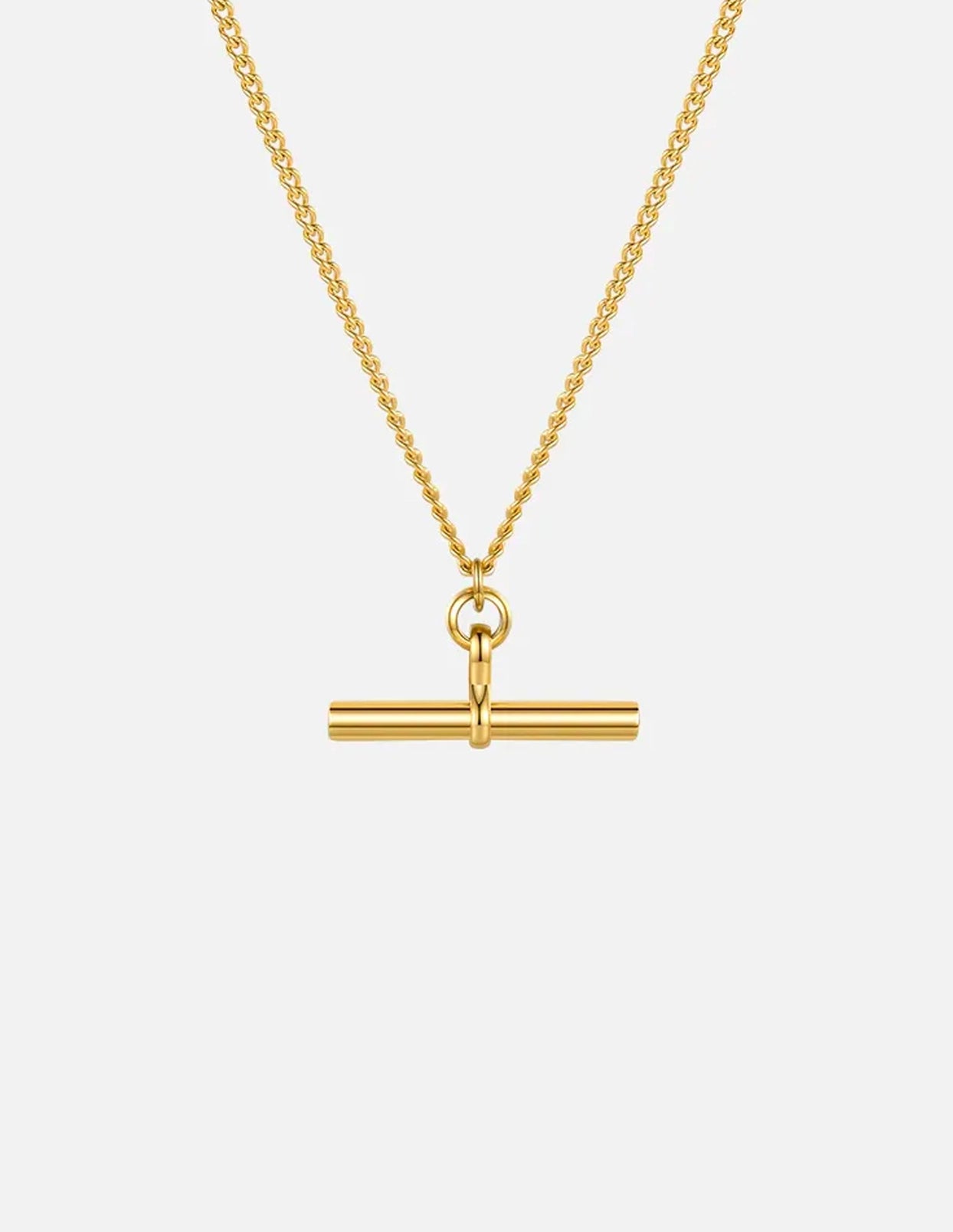 Gold T-Bar Chain Necklace, Waterproof