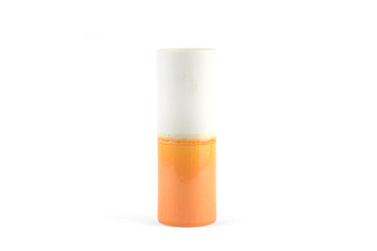 Cylinder Vase Medium in White and Orange