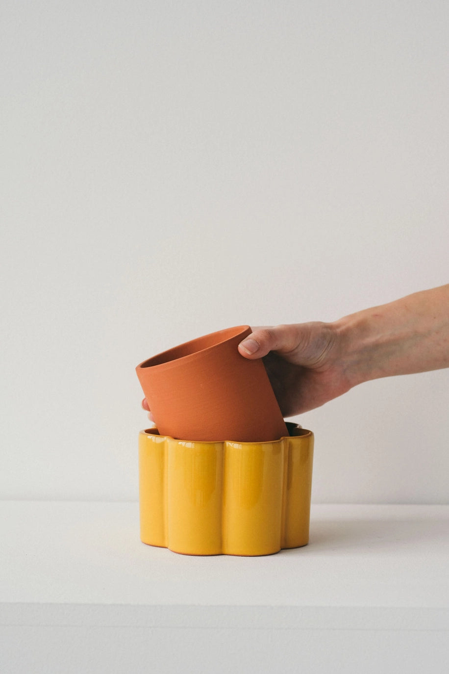 Paula - Mustard Yellow Self Watering Pot