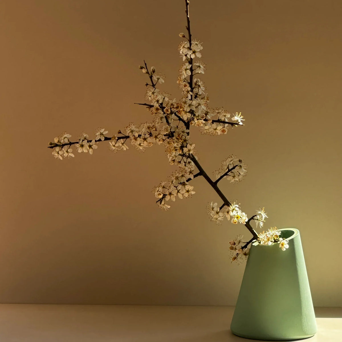 Triangle Vase Green and Yellow