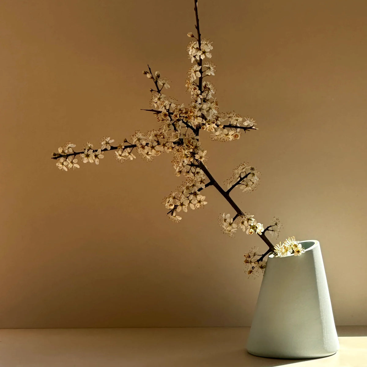Triangle Vase Blue and Yellow