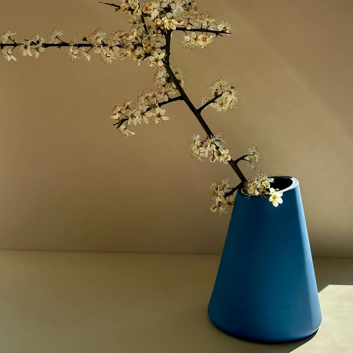Triangle Vase City Blue and Yellow