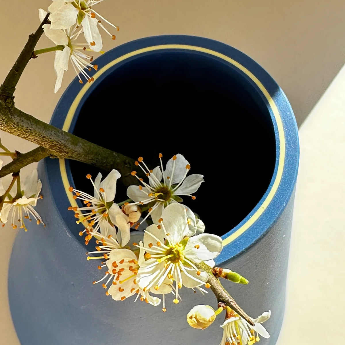 Triangle Vase City Blue and Yellow
