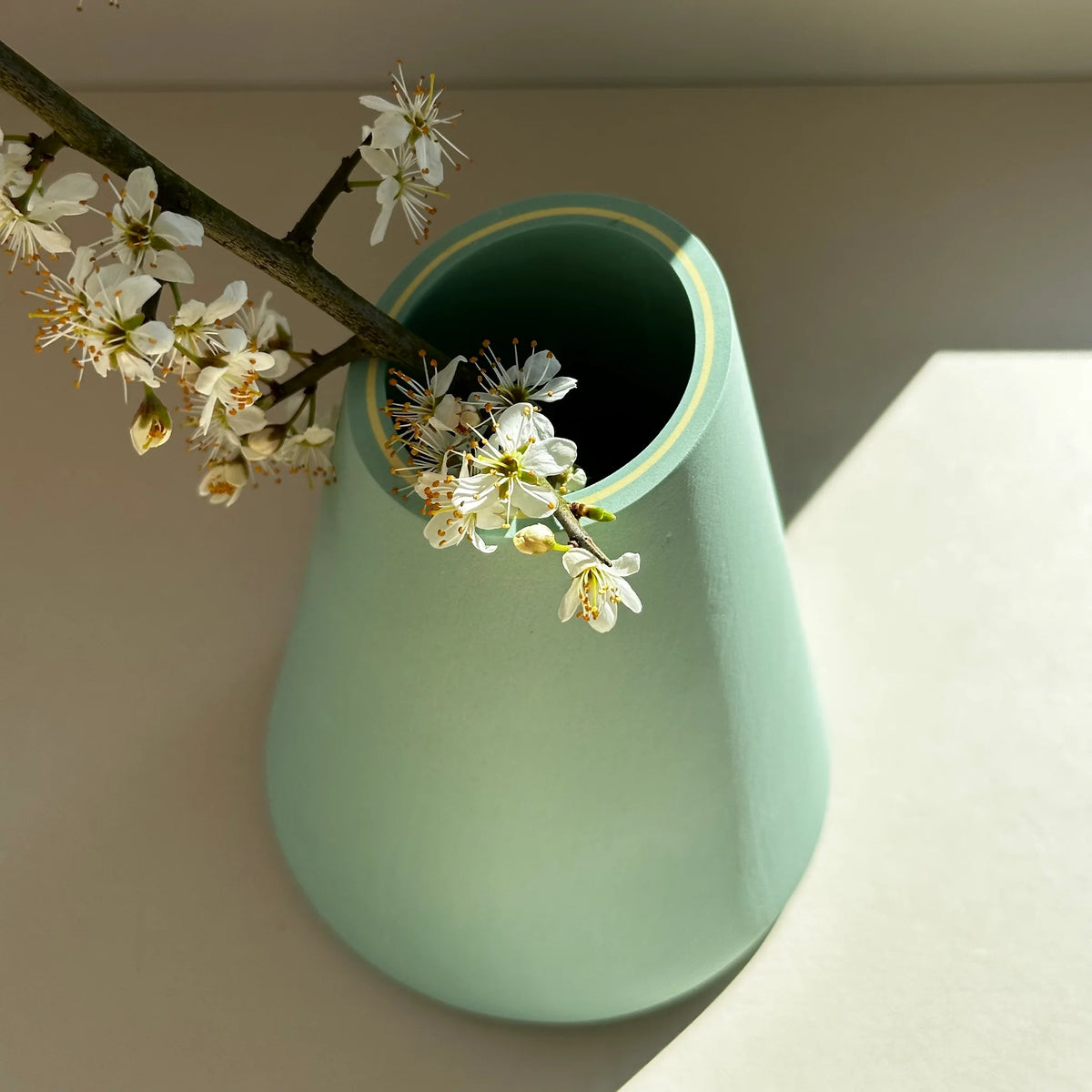 Triangle Vase Green and Yellow