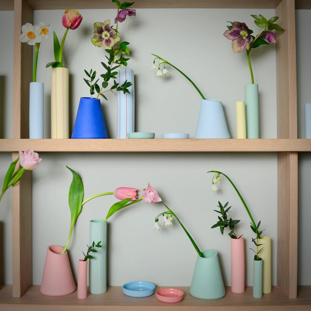 Triangle Vase Blue and Yellow