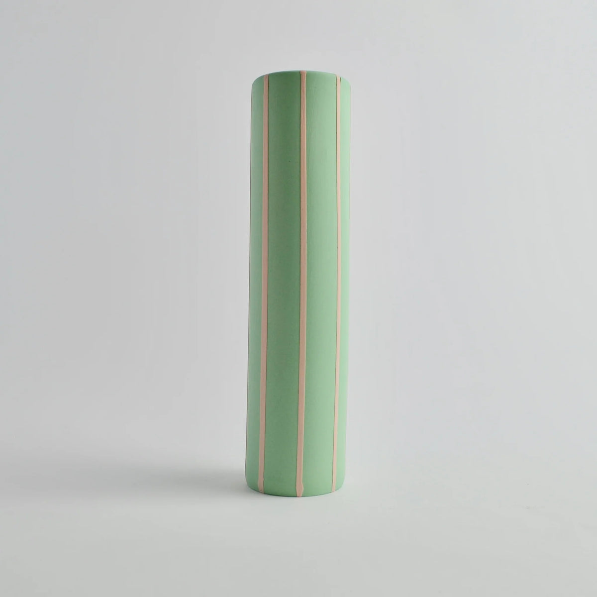 Coloured Striped Vase in Green with Pink