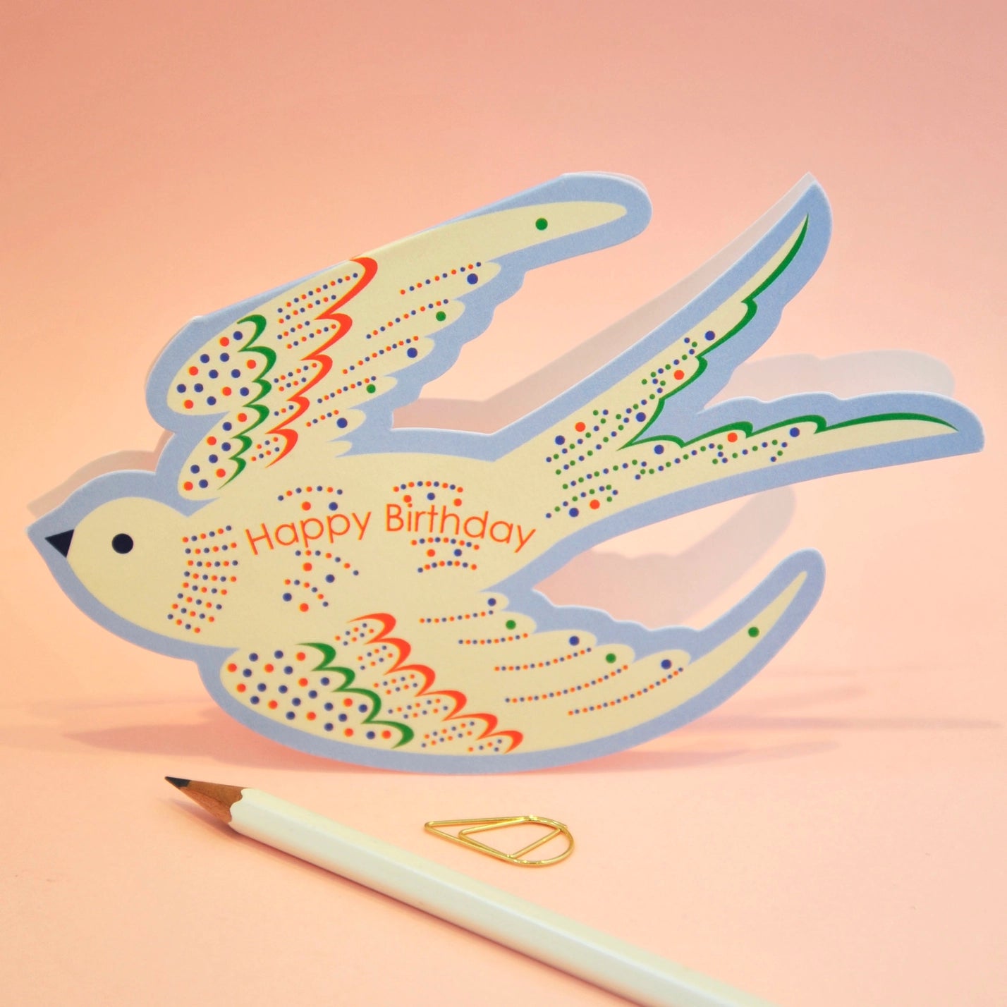 Whimsical Rocking Bird Happy Birthday Die Cut Card
