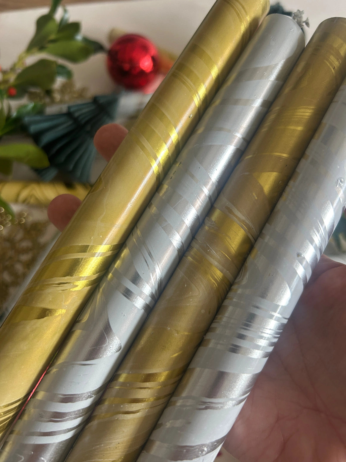 Metallic Marbled Foil - Champagne and Snow - Set of 6