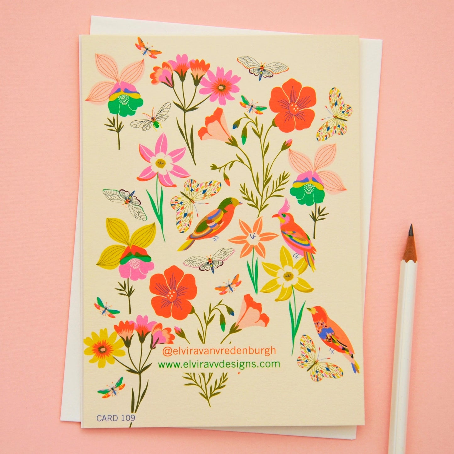 Flowers and Butterflies Greeting Card