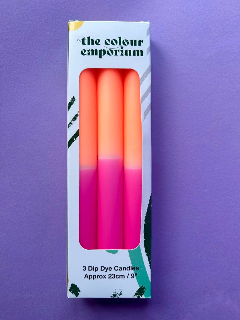 Peach Melba Dip Dye Dinner Candles Trio