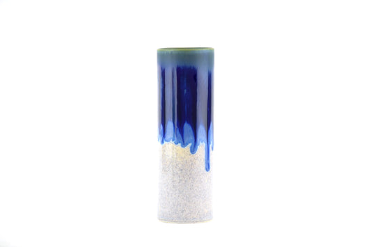 Cylinder Vase in Dark Blue & Speckled White