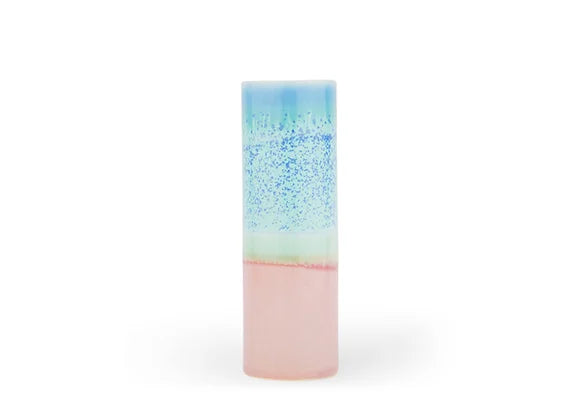 Cylinder Vase in Aqua Blue Speckle & Pale Pink