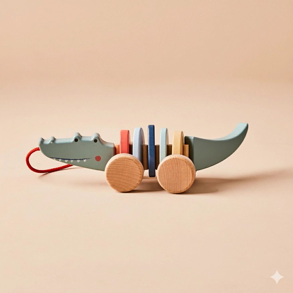 Just Bee Kids Wooden Crocodile Pull Along Toy