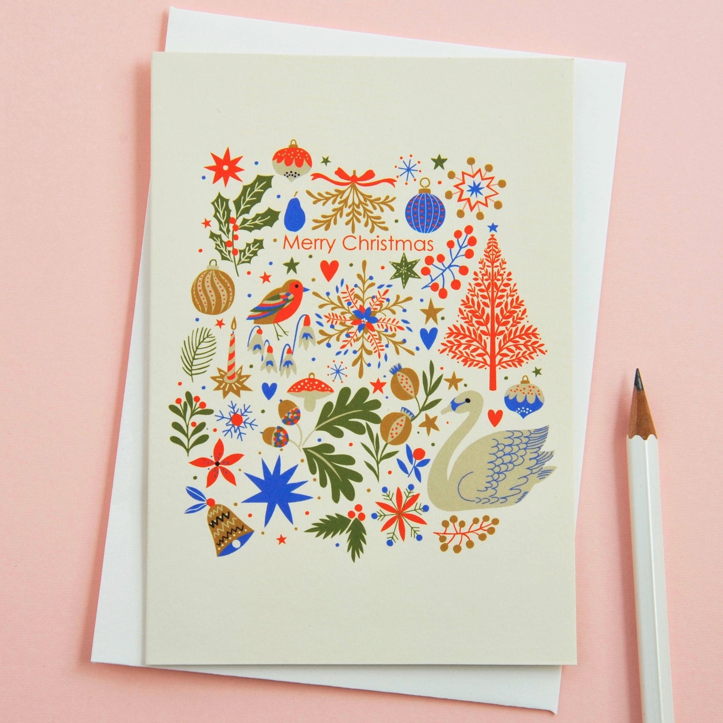 The Robin & The Swan Merry Christmas Greetings Card set of 6