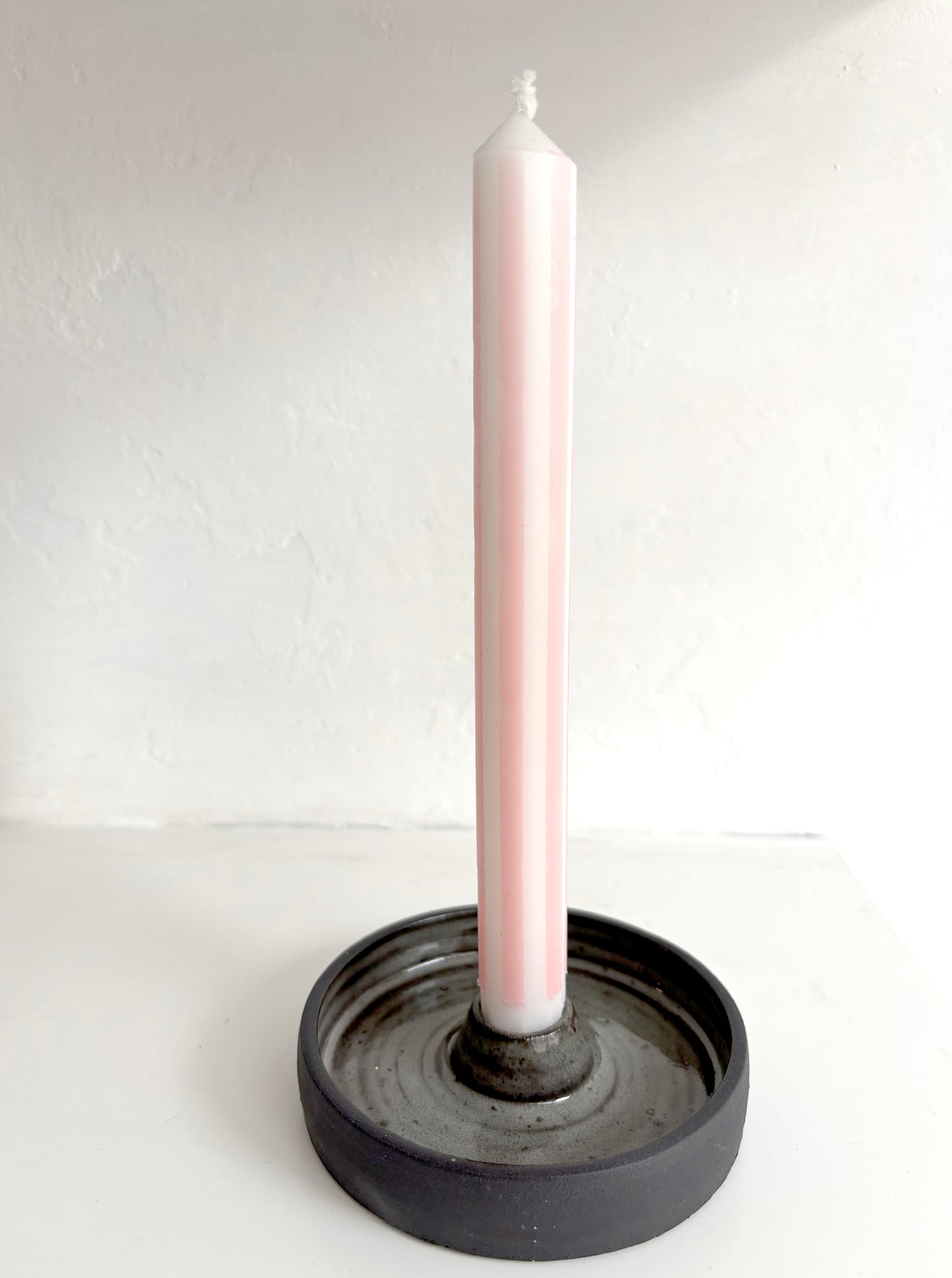 Stoneware Wide Candle Holder in Smoke
