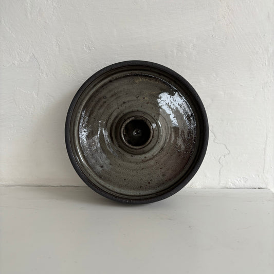 Stoneware Wide Candle Holder in Smoke