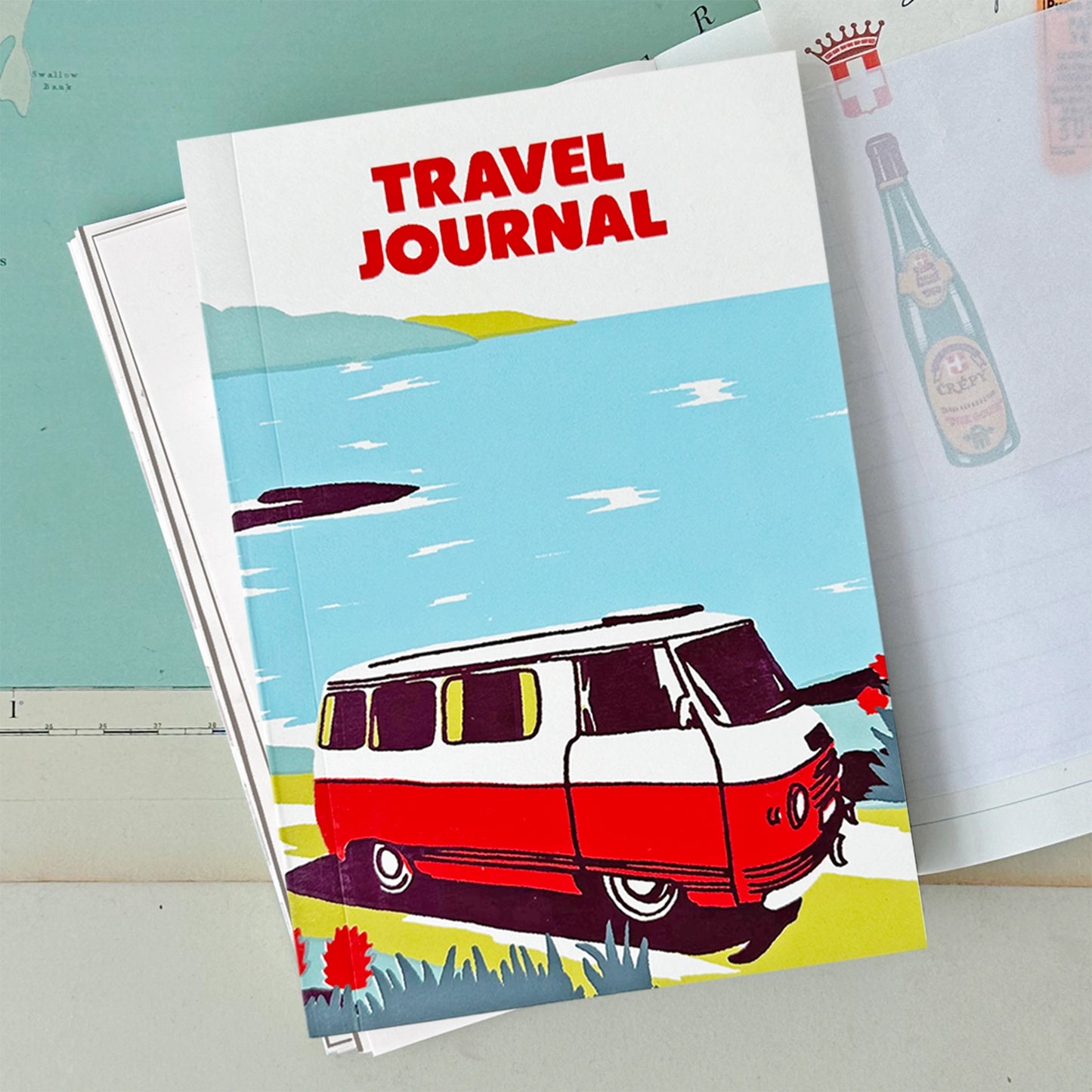 Camper Van Journal with lined, plain and dot grid pages and integrated envelopes