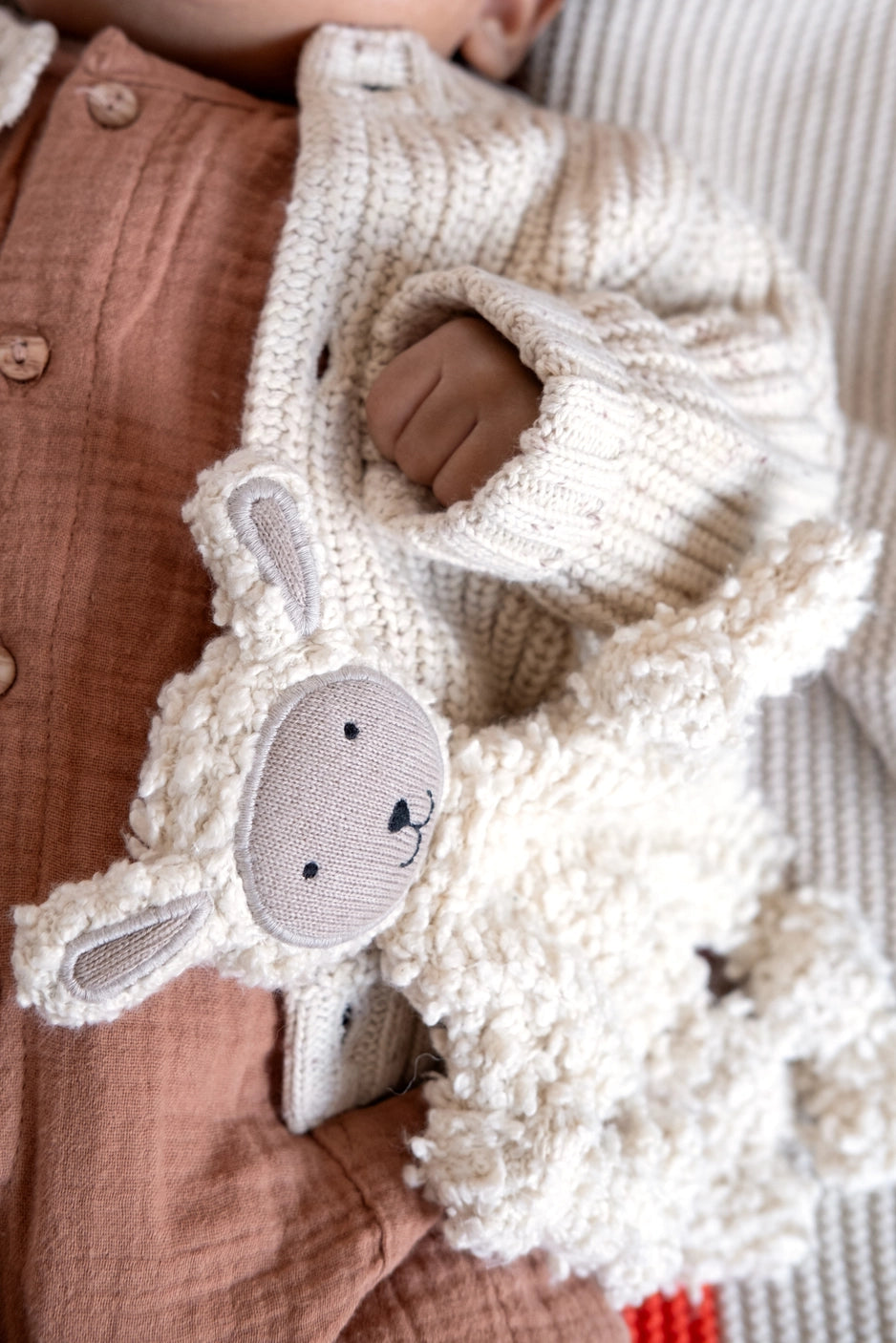 Cotton Knit Baby Comforter Cuddle Cloth - Sheep
