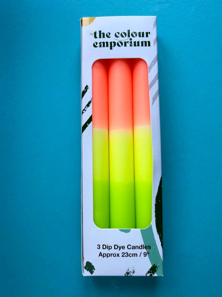 Neon Citrus - Dip Dye Dinner Candle Trio