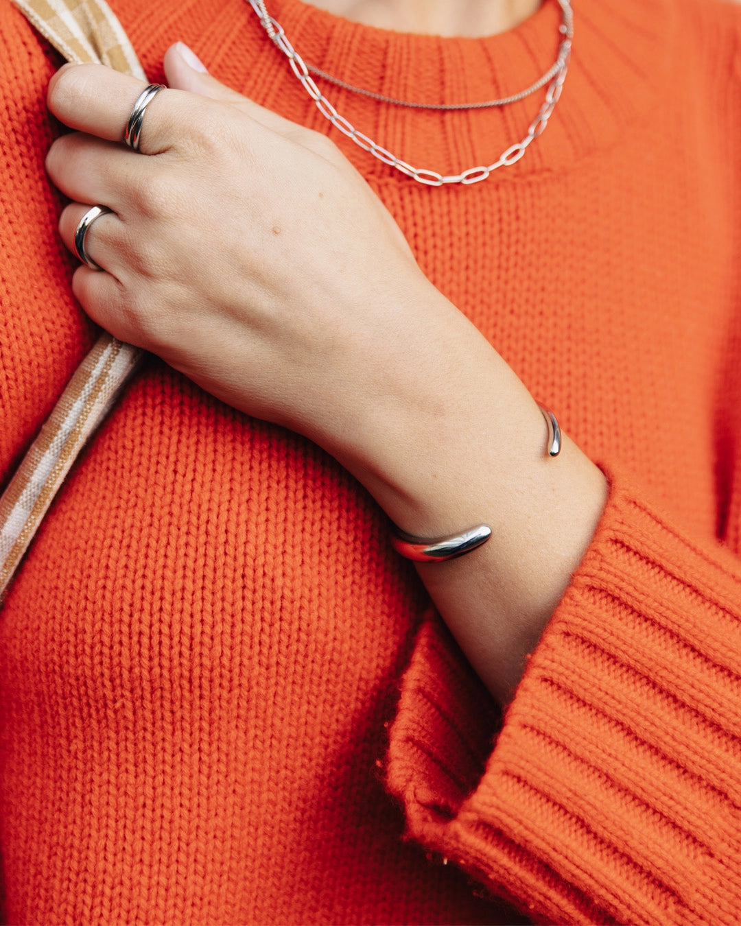 Bold Fluid Cuff Bangle in Silver