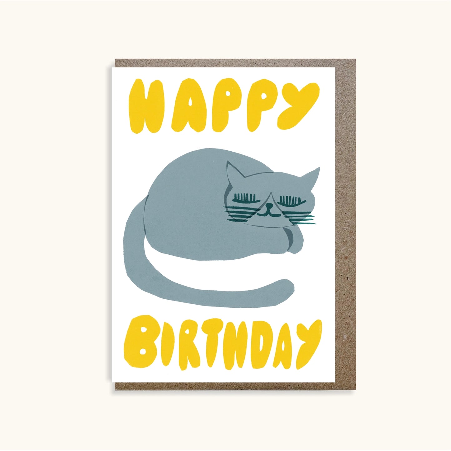 Snoozing Cat Happy Birthday Card