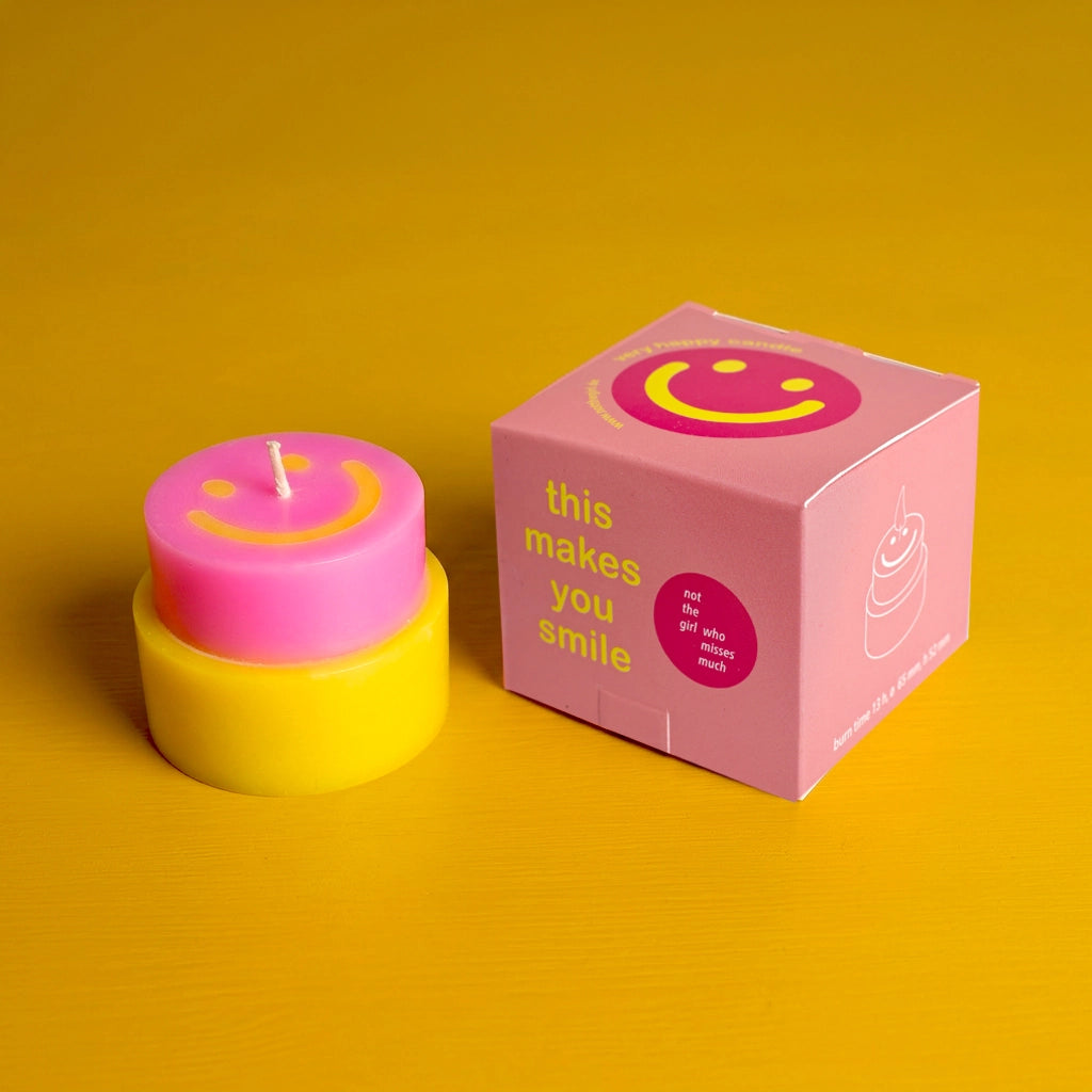 Happy Candle in Neon Pink / Yellow