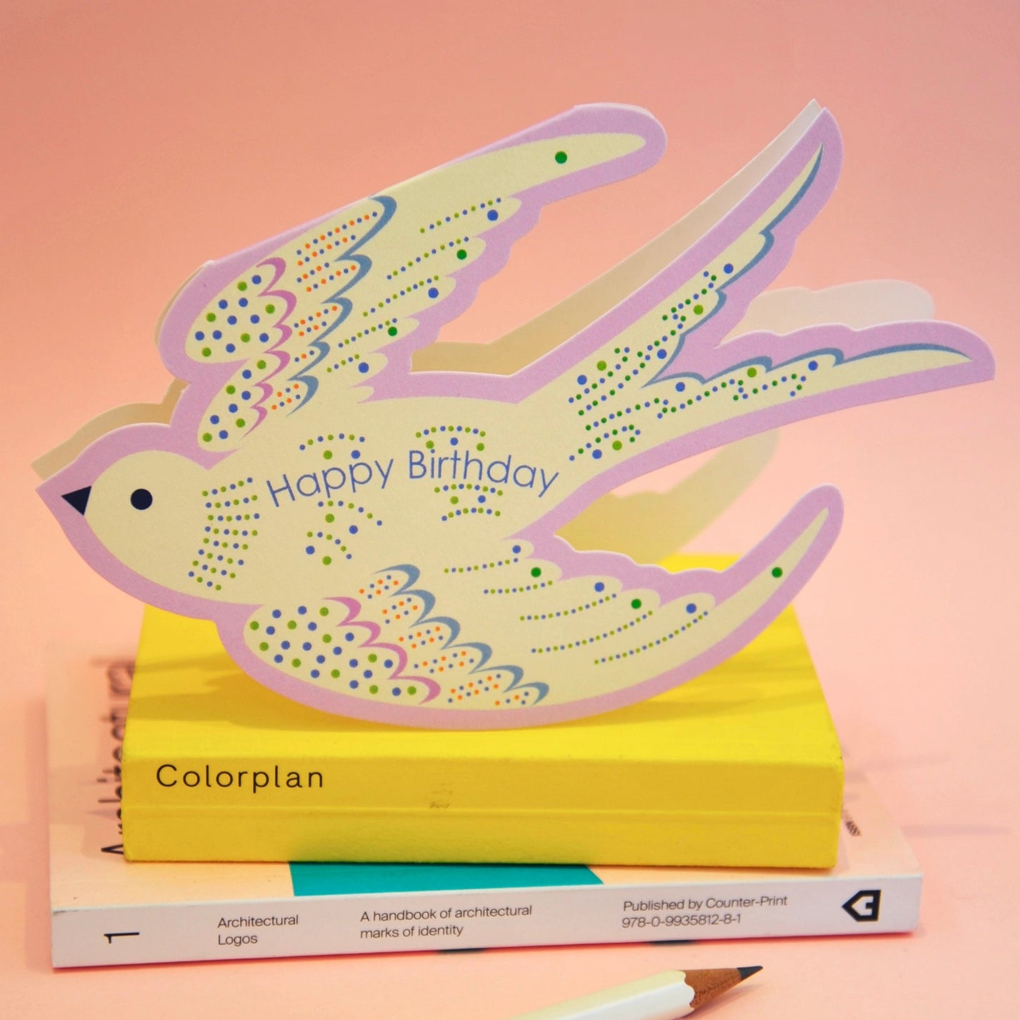 Whimsical Rocking Bird Happy Birthday Die Cut Card