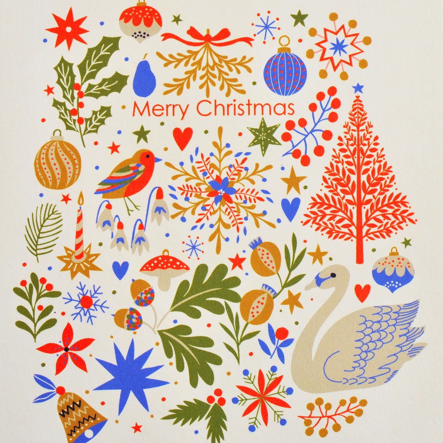 The Robin & The Swan Merry Christmas Greetings Card set of 6