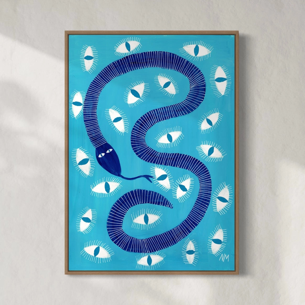 Blue snake and Eyes A3 Print