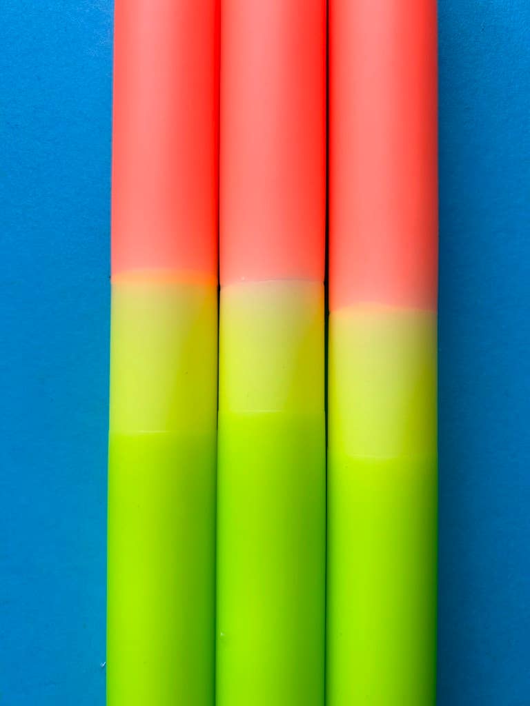 Neon Citrus - Dip Dye Dinner Candle Trio