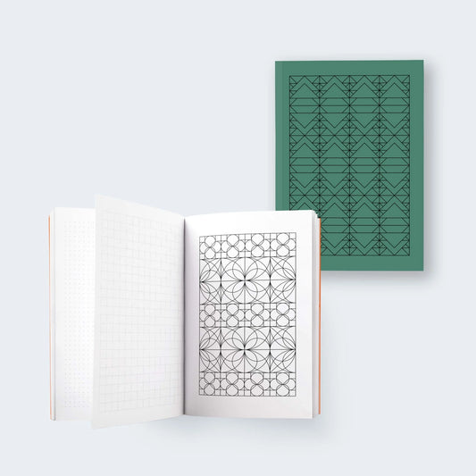 Geo Series Emerald Hybrid Bullet Journal Colouring In Pages