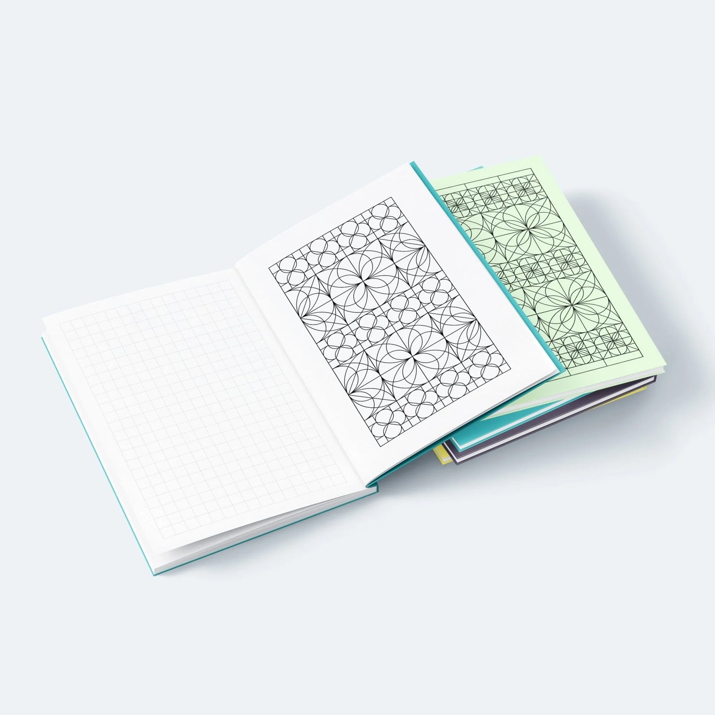 Geo Series Powder Green  Hybrid Bullet Journal Colouring In Pages