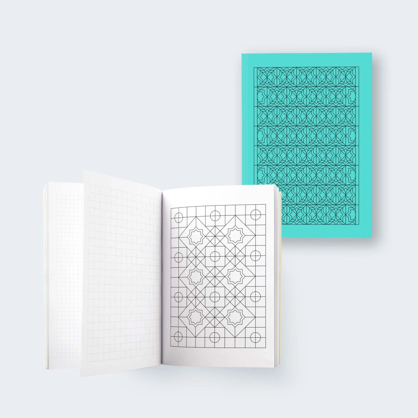 Geo Series Turquoise Hybrid Bullet Journal Colouring In Pages