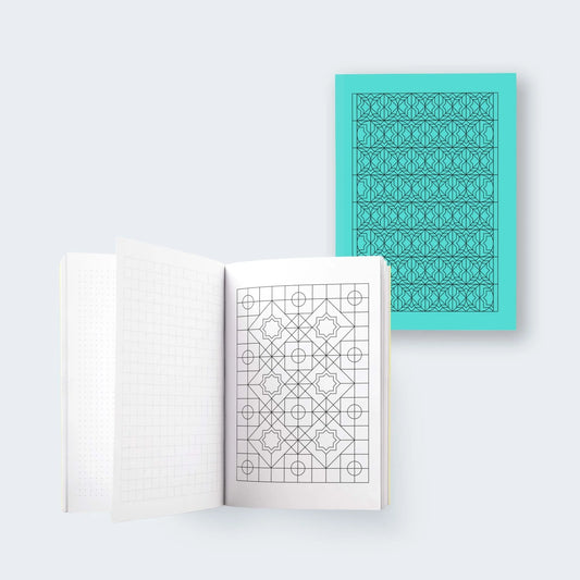 Geo Series Turquoise Hybrid Bullet Journal Colouring In Pages