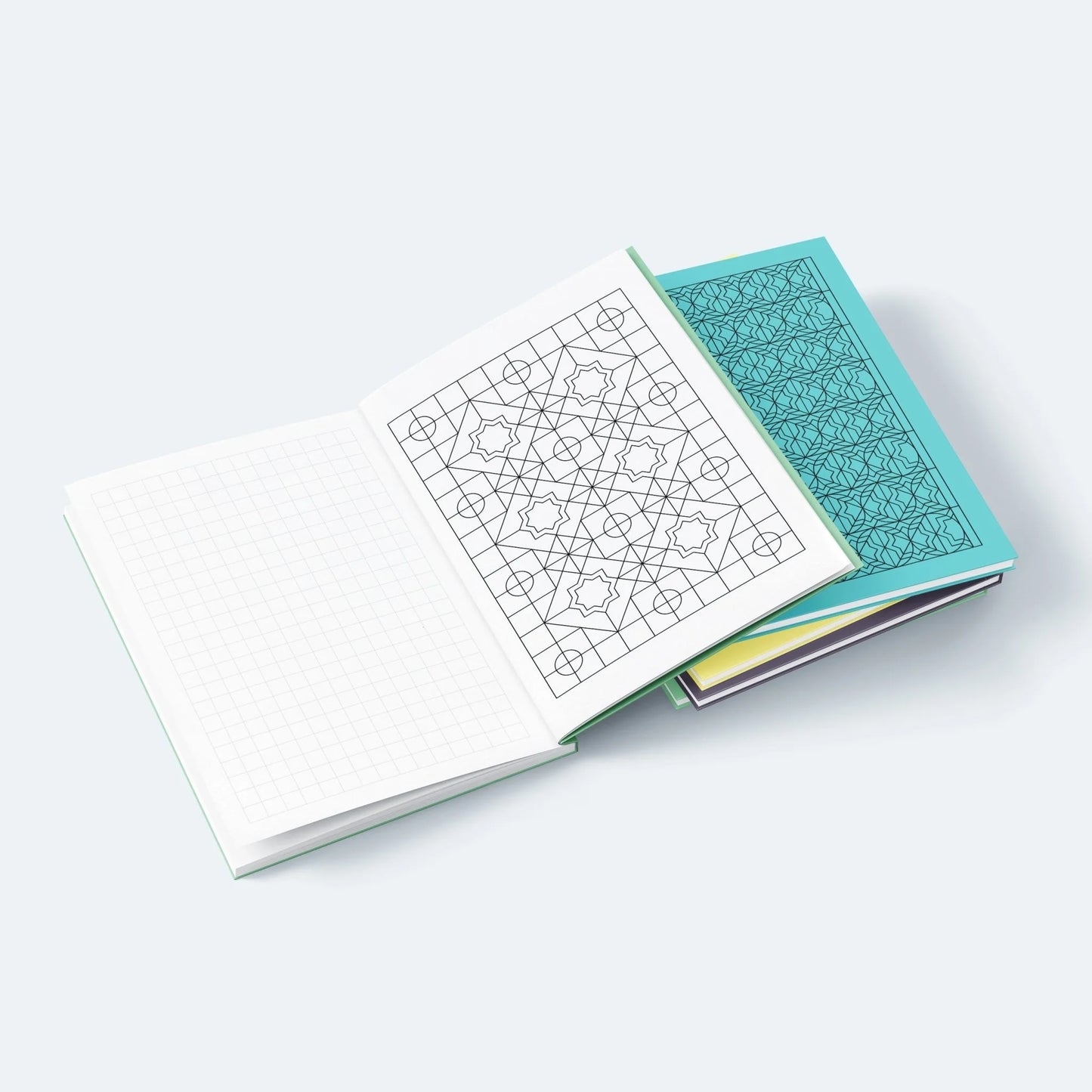 Geo Series Turquoise Hybrid Bullet Journal Colouring In Pages