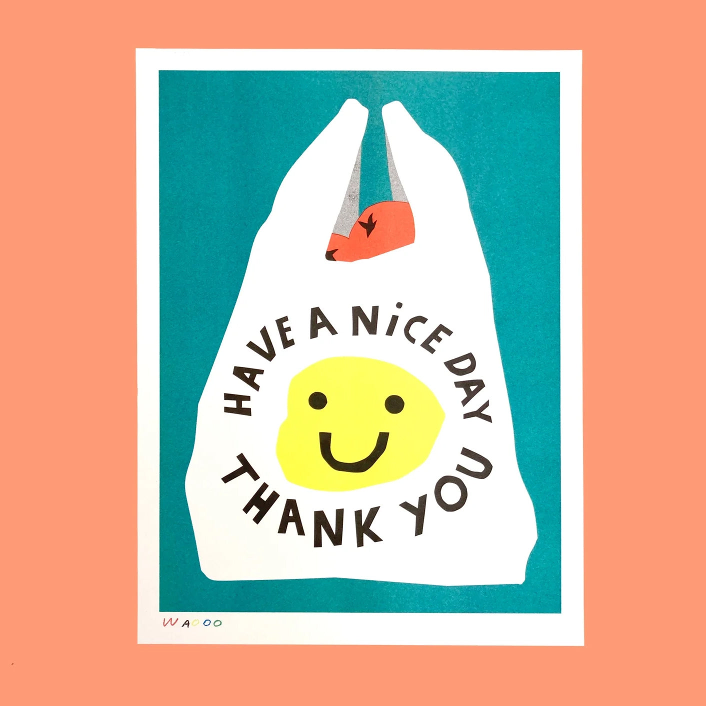 A Risograph Print of A Shopping Bag - Have a Nice Day