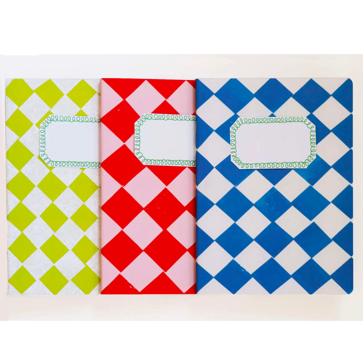 Lime and White Chequered Notebook