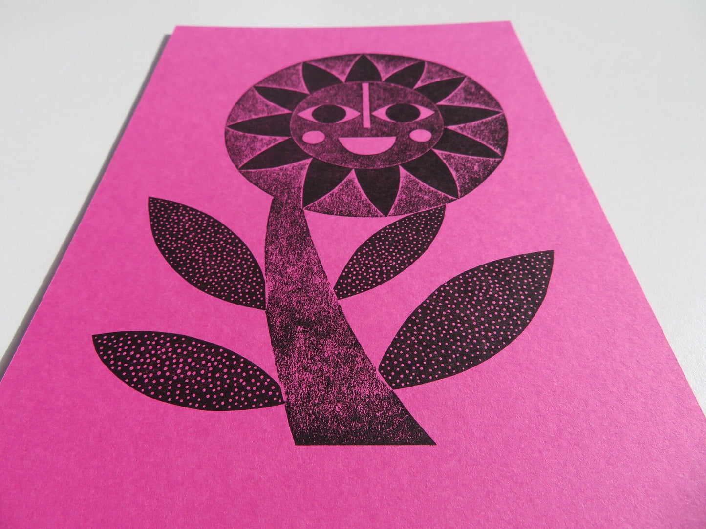 Happy Flower Collagraph Print