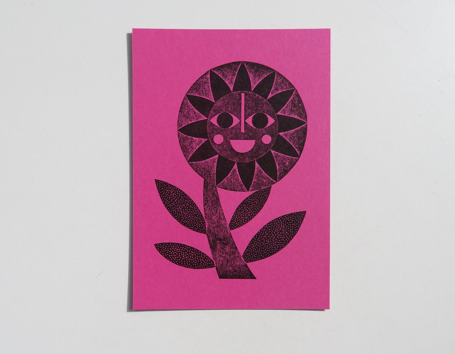 Happy Flower Collagraph Print