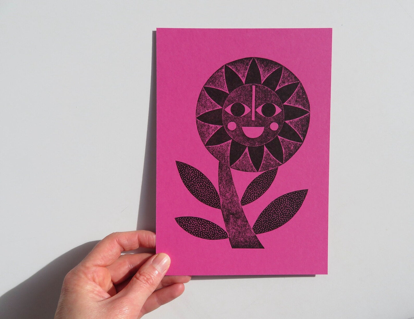 Happy Flower Collagraph Print