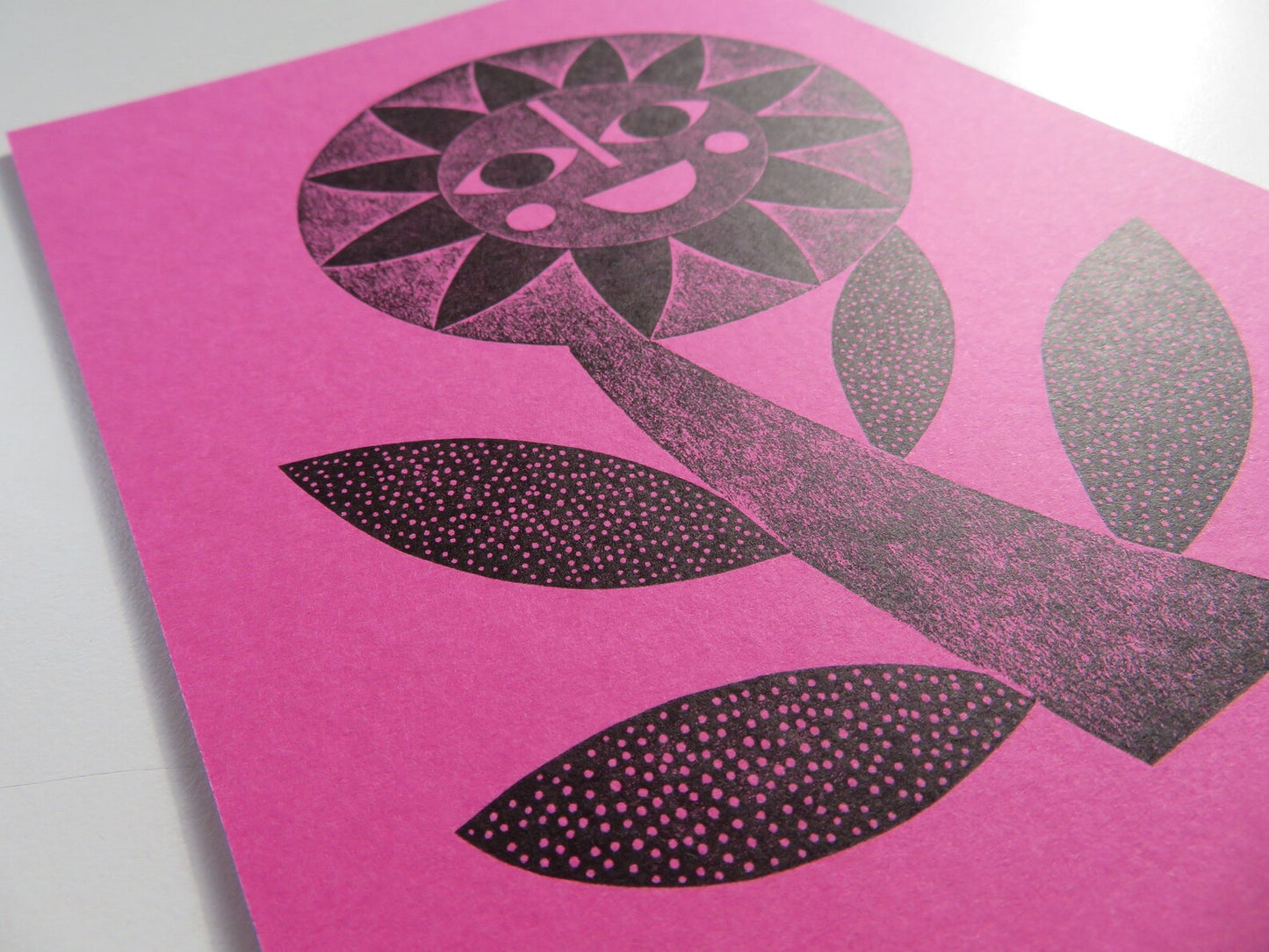 Happy Flower Collagraph Print