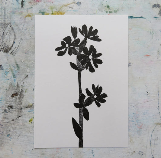 Red Campion Collagraph Print