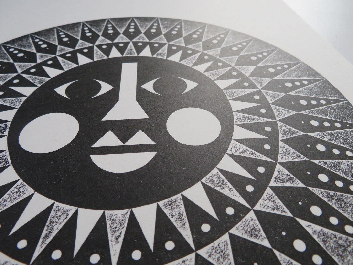 Black Sun Collagraph Print