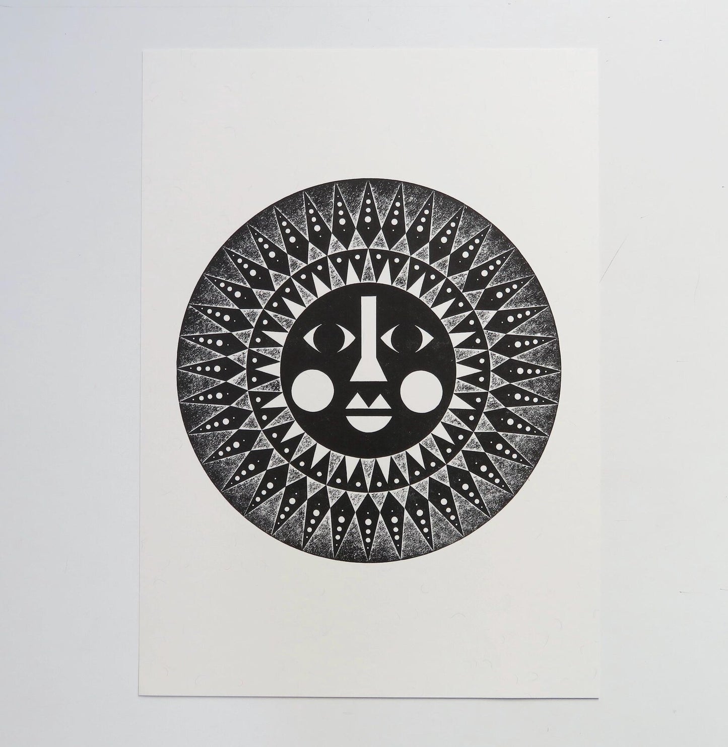 Black Sun Collagraph Print