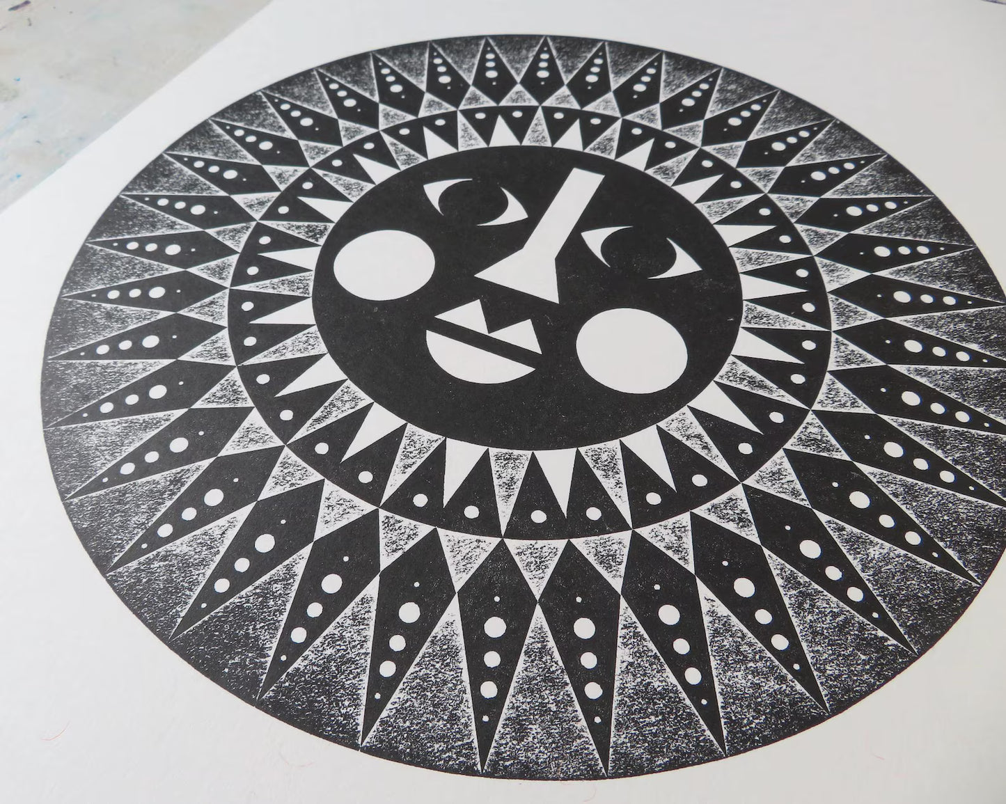 Black Sun Collagraph Print